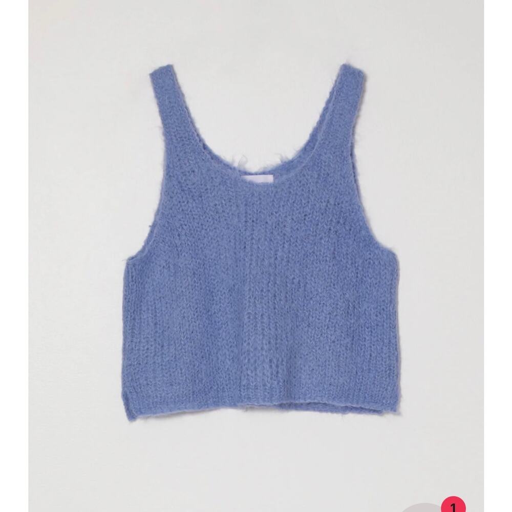 Atelier Delphine Sweater Tank in suri alpaca in baby blue grape mist sz S